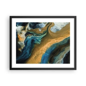 Poster în ramă neagră - Albastru - galben - influență reciprocă - 50x40 cm