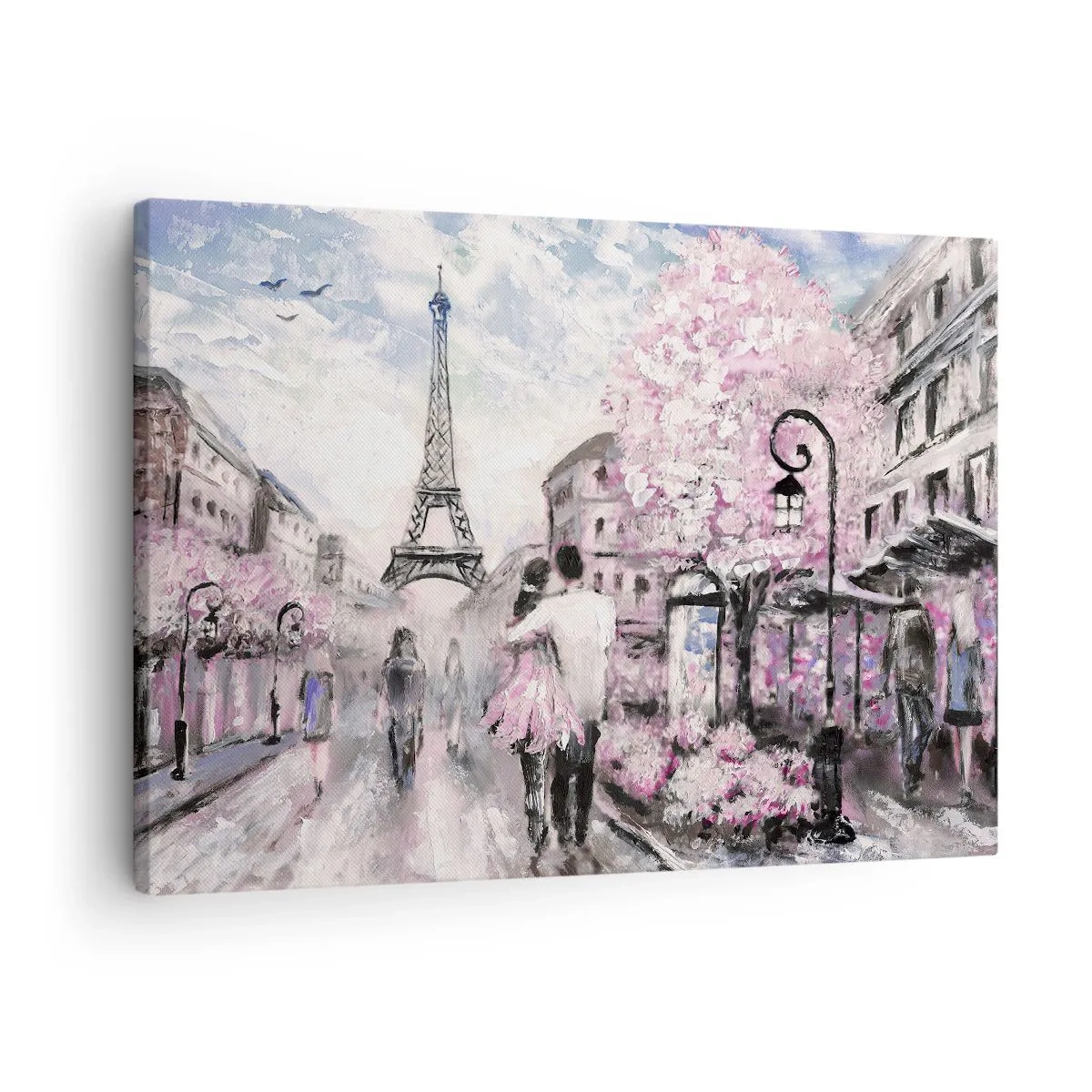 Tablou pe pânză Canvas - plimbare romantică prin Paris, lângă Turnul Eiffel - 70x50cm - Dacă ar fi să te îndrăgostești, atunci doar de... - Decorațiune modernă pentru perete pentru living și dormitor ARTTOR