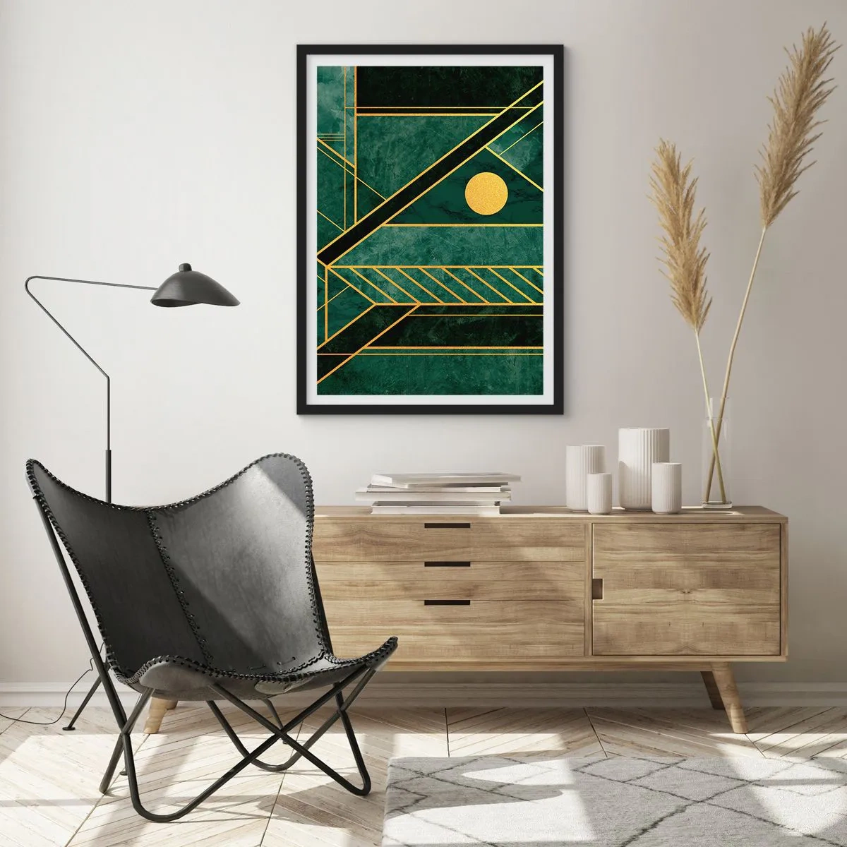 Poster în ramă neagră - Dinamica aurului și a azurului - 61x91 cm