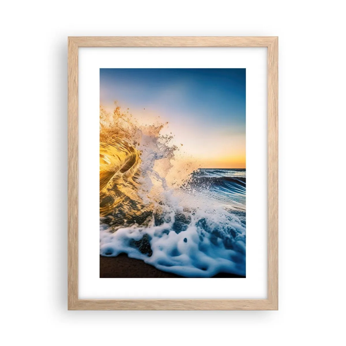 Poster în ramă de stejar deschis - Joc în nisip - 30x40 cm