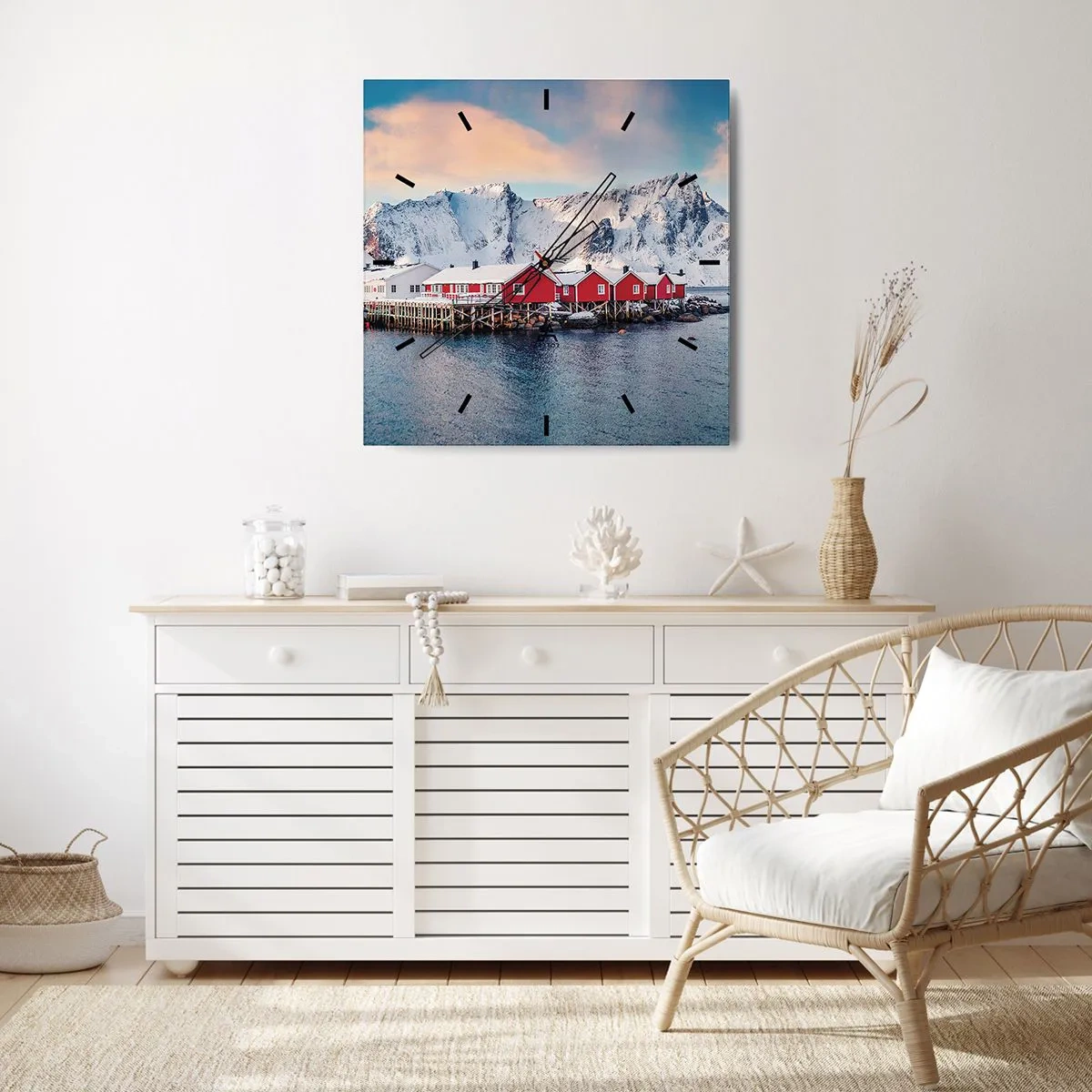 Ceas de perete - Ceas pe sticlă - Retragerea nordică - 40x40 cm