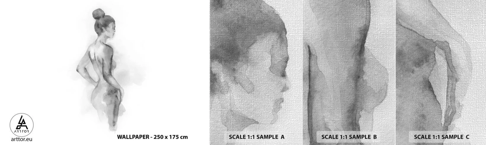 Mostră tapet Premium Canvas - Frumoasă ca o pictură - Femeie, Corp, Grafică - 100x30 cm