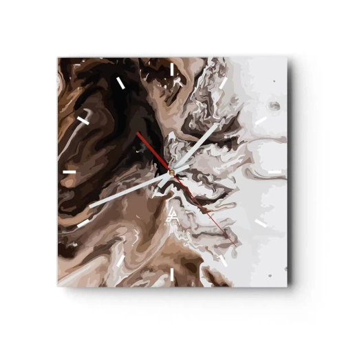 Ceas de perete - Ceas pe sticlă - Cadrilul culorilor - 30x30 cm