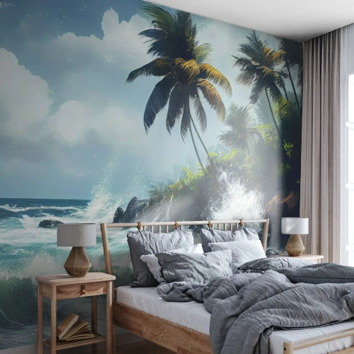 Tapet Premium Sand - Pe un țărm tropical - plajă, Tropical, palmier - 200x140 cm