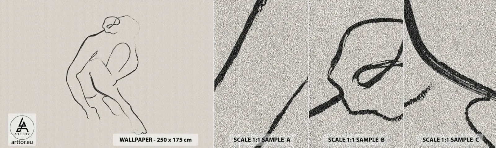 Mostră tapet Premium Sand - Schiță intimă - Minimalism, act, Femeie - 100x30 cm