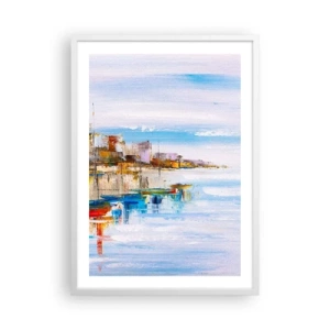 Poster în ramă albă - Port urban multicolor - 50x70 cm