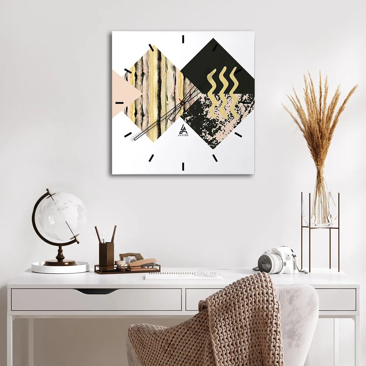 Ceas de perete - Ceas pe sticlă - Aparent simplu - 40x40 cm