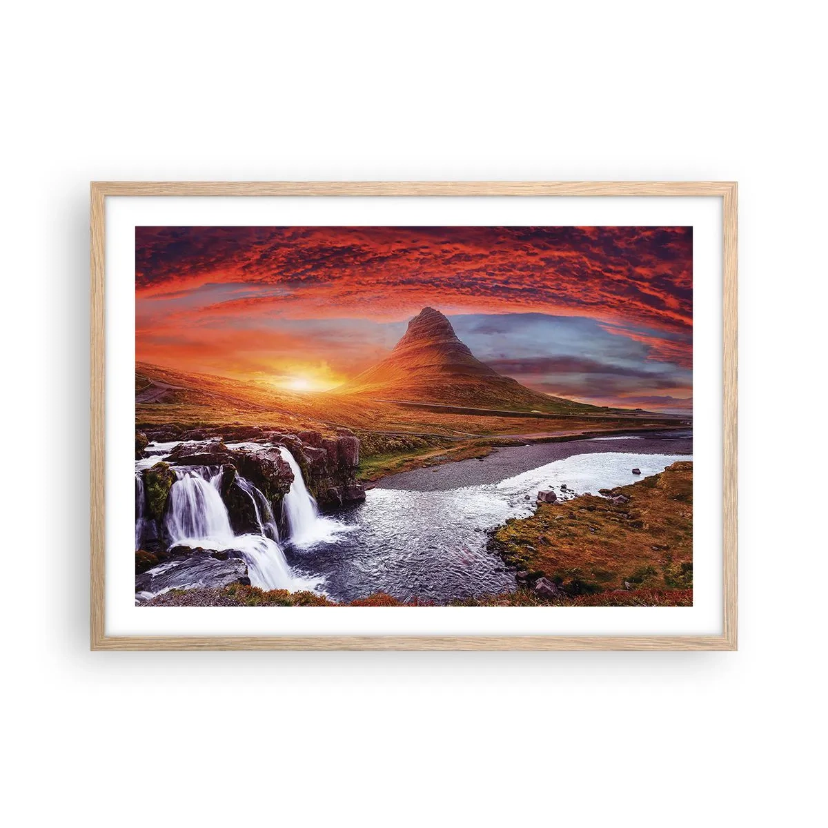 Poster în ramă de stejar deschis - Imaginea Pământului de Mijloc - 70x50 cm