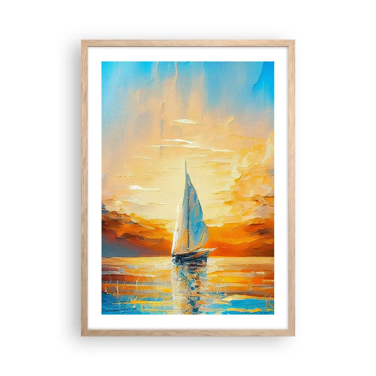 Poster în ramă de stejar deschis - Navigare prin aur - 50x70 cm