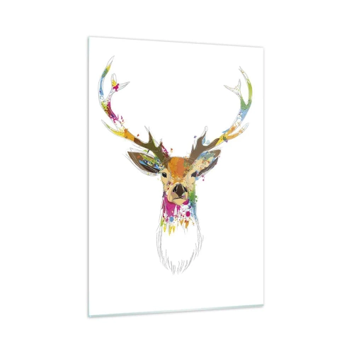 Tablou pe sticlă - Cerb blând scăldat în culoare - 50x70 cm