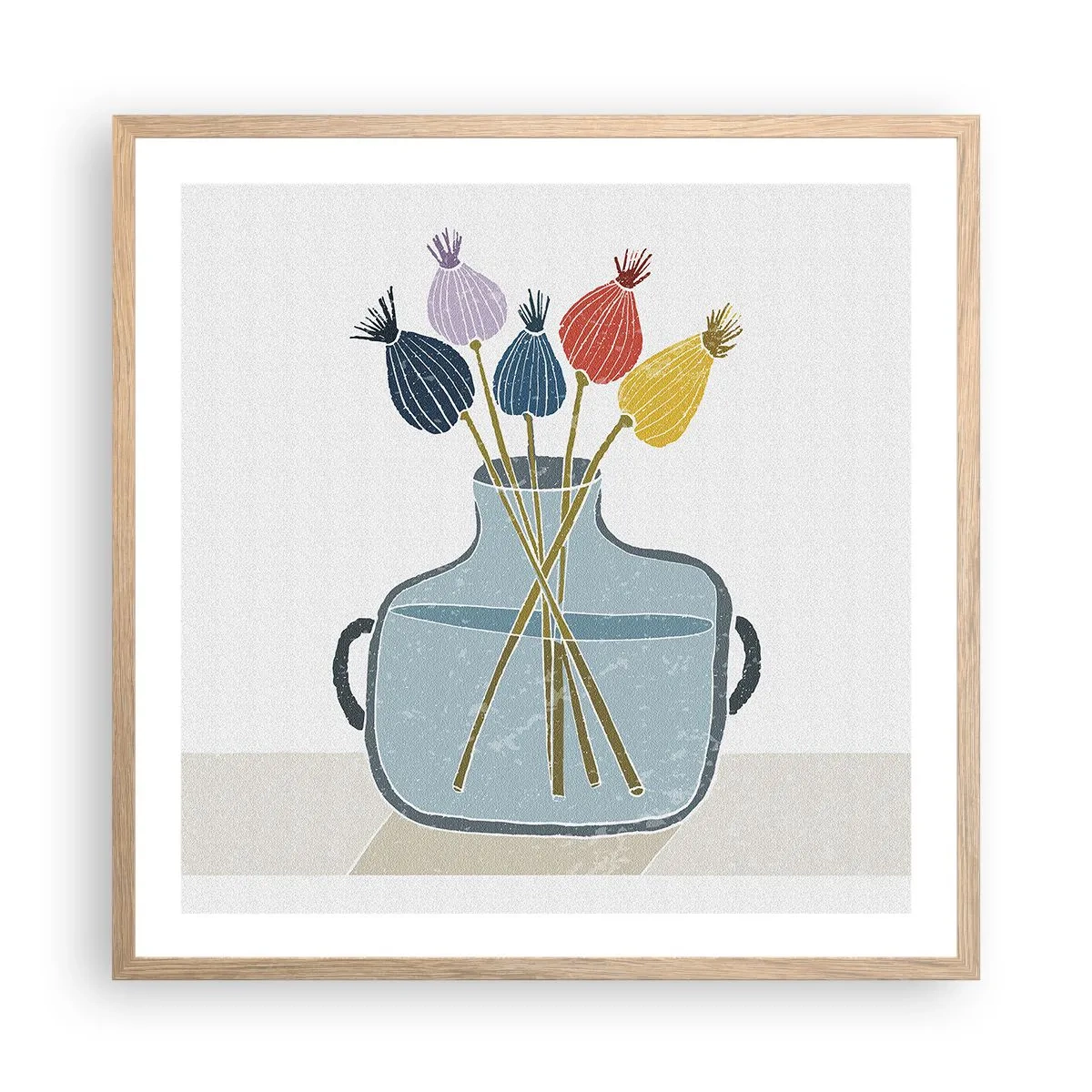 Poster în ramă de stejar deschis - Paparune sau maci? - 60x60 cm