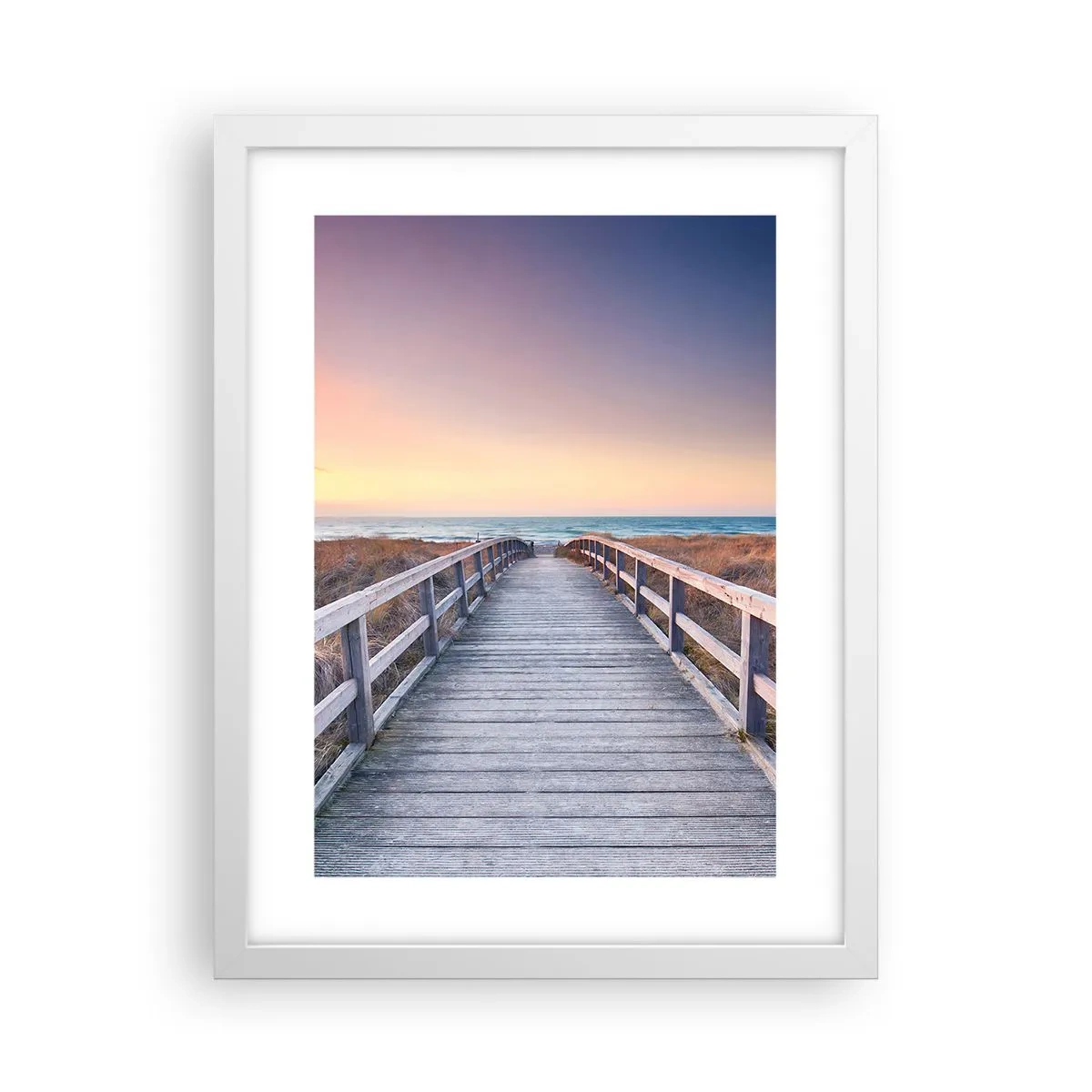 Poster în ramă albă - Aurora baltică de seară - 30x40 cm