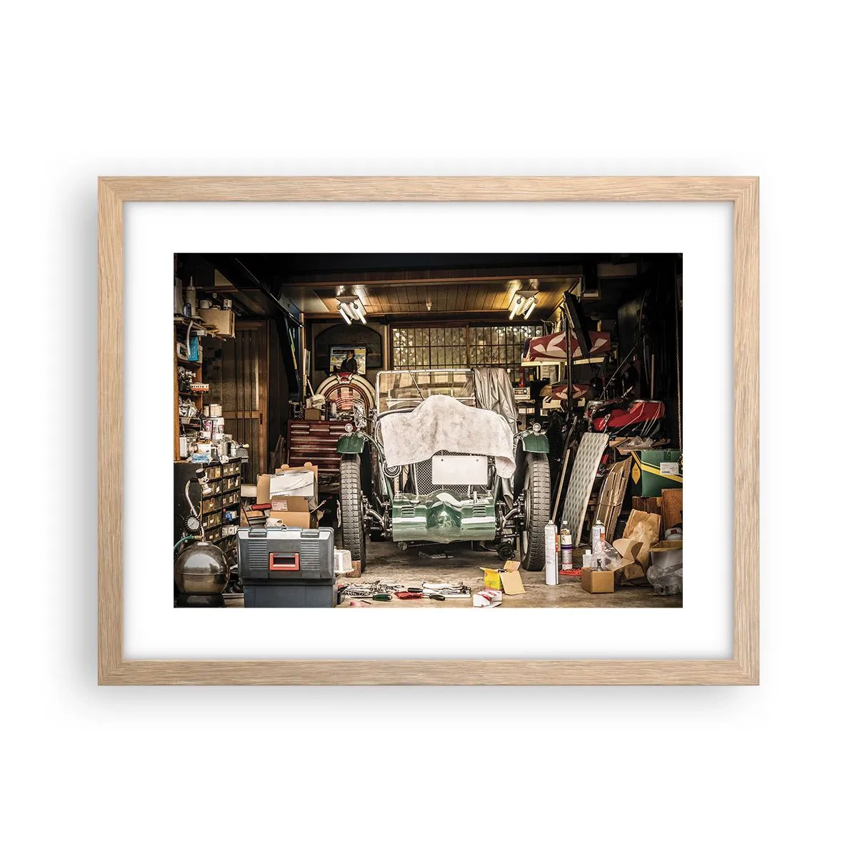 Poster în ramă de stejar deschis - Înapoi în trecut - 40x30 cm