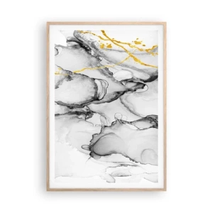 Poster în ramă de stejar deschis - Compoziție cu motiv auriu - 70x100 cm