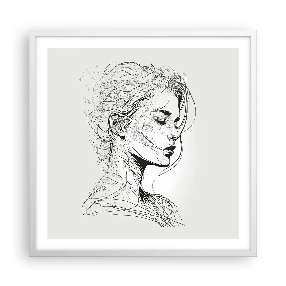 Poster în ramă albă - Desenată cu linii - 60x60 cm