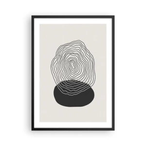 Poster în ramă neagră - Linii negre care creează o formă abstractă pe un fundal deschis - 50x70cm - Persistență și vibrațiile - Decorațiune modernă pentru perete pentru living și dormitor ARTTOR