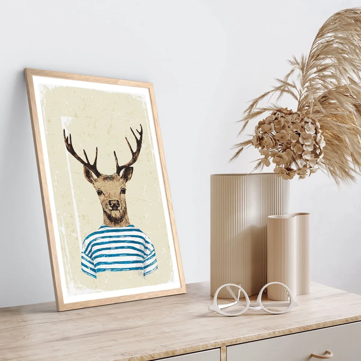 Poster în ramă de stejar deschis - Pentru că îmi plac cămășile cu dungi! - 30x40 cm