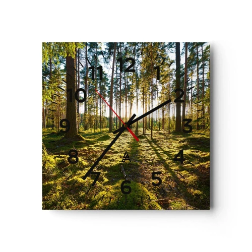 Ceas de perete - Ceas pe sticlă - Pădurea misterioasă - 30x30 cm