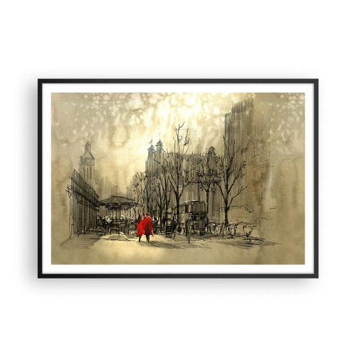 Poster în ramă neagră - O întâlnire în ceața londoneză  - 100x70 cm