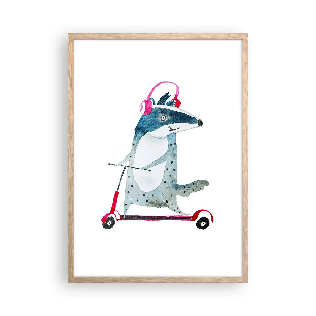 Poster în ramă de stejar deschis - Bucurie de bursuc - 50x70 cm