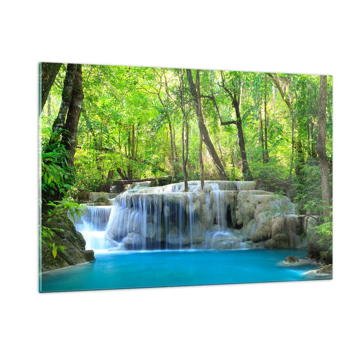 Tablou pe sticlă - Scufundat în turcoaz și verde - 120x80 cm