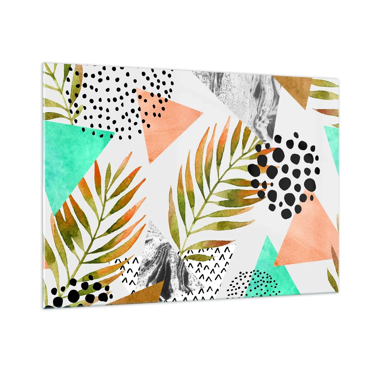 Tablou pe sticlă - Decorațiuni cu frunze de palmier - 100x70 cm