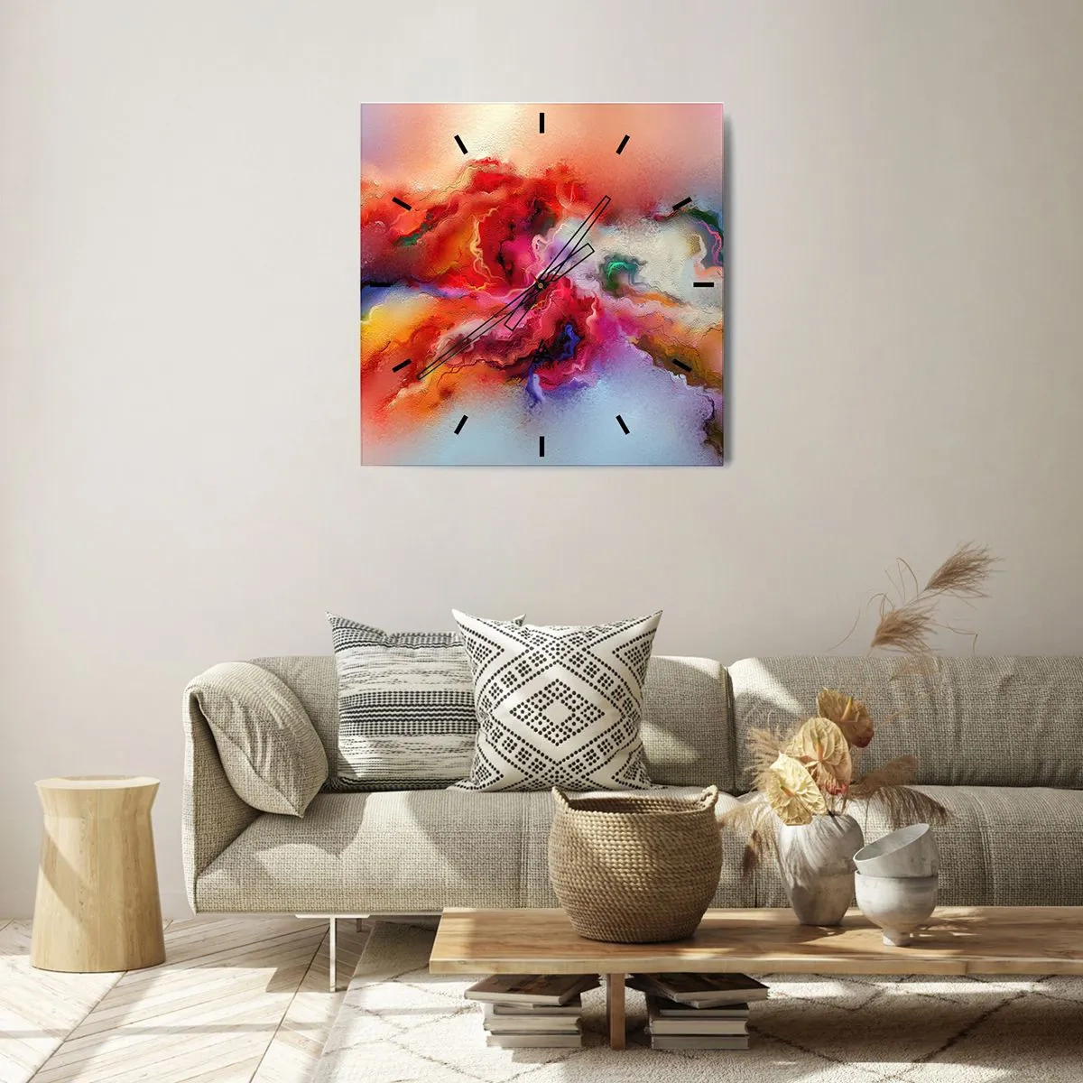 Ceas de perete - Ceas pe sticlă - Cum să prinzi visul - fum - 40x40 cm