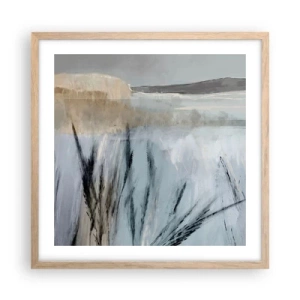 Poster în ramă de stejar deschis - Câmpuri de iarnă - 50x50 cm