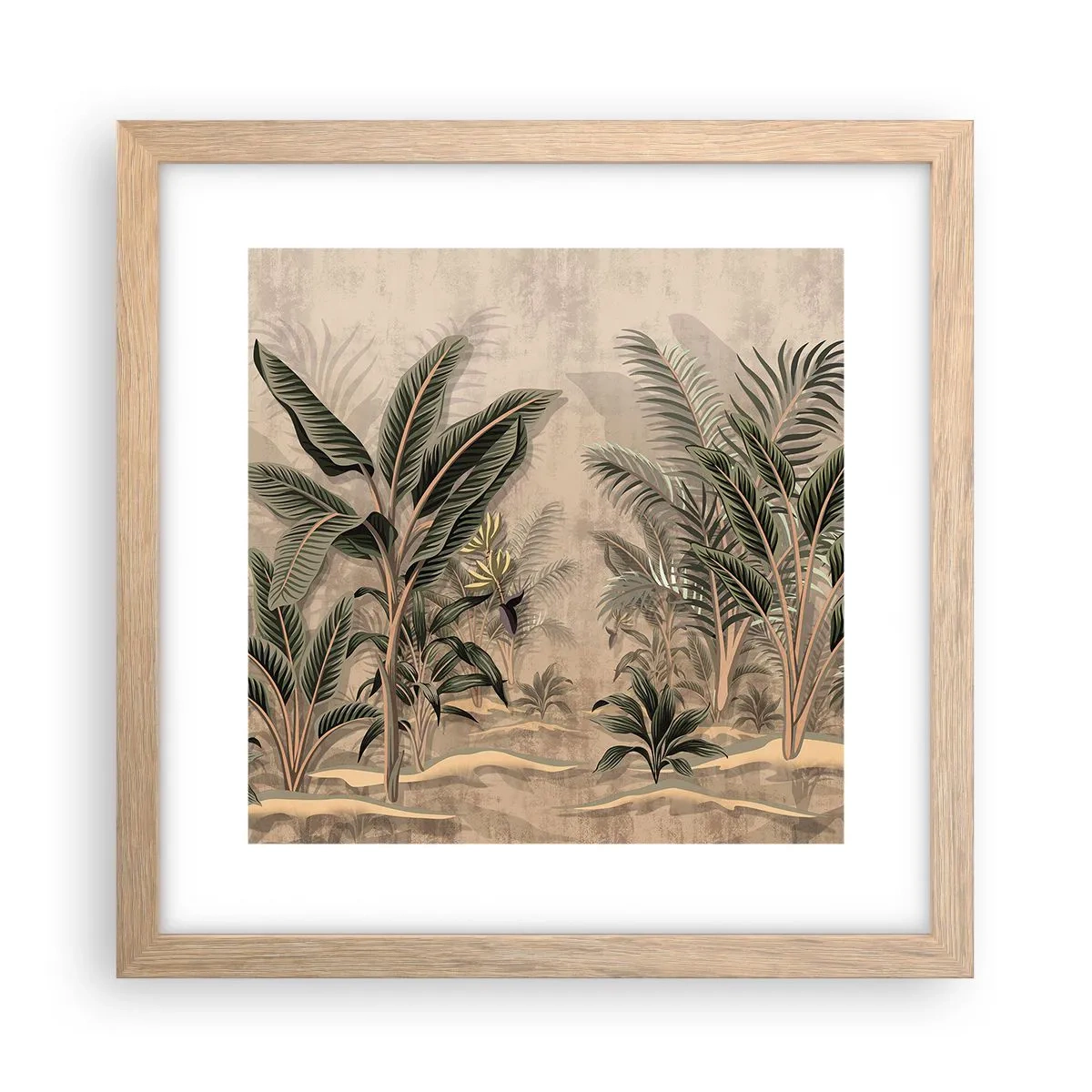 Poster în ramă de stejar deschis - Gravură în stil colonial - 30x30 cm