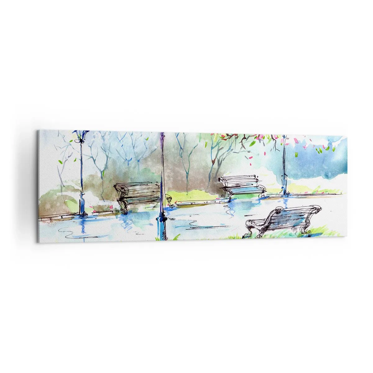 Tablou pe pânză - Magia liniștii din parc - 160x50 cm