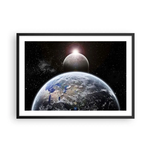 Poster în ramă neagră - Peisaj cosmic - răsărit de soare - 70x50 cm