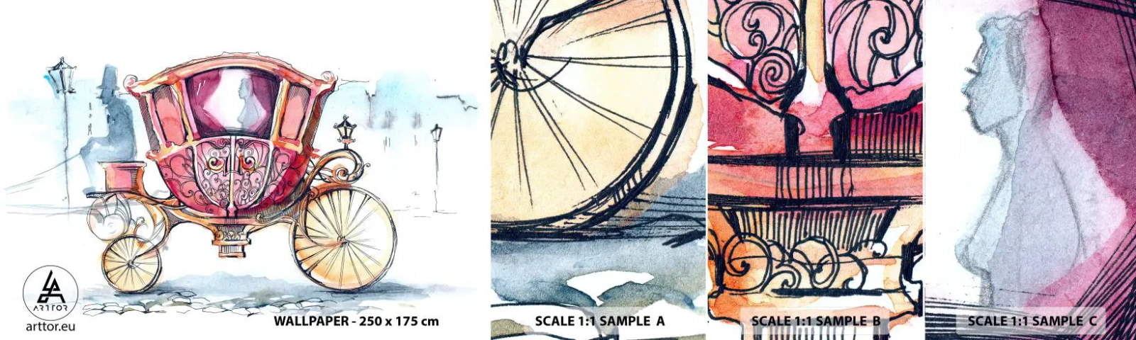 Mostră tapet autocolant Deluxe Sticker - Pentru nuntă sau pentru bal? - Pentru copii, Transport, excursie - 100x30 cm