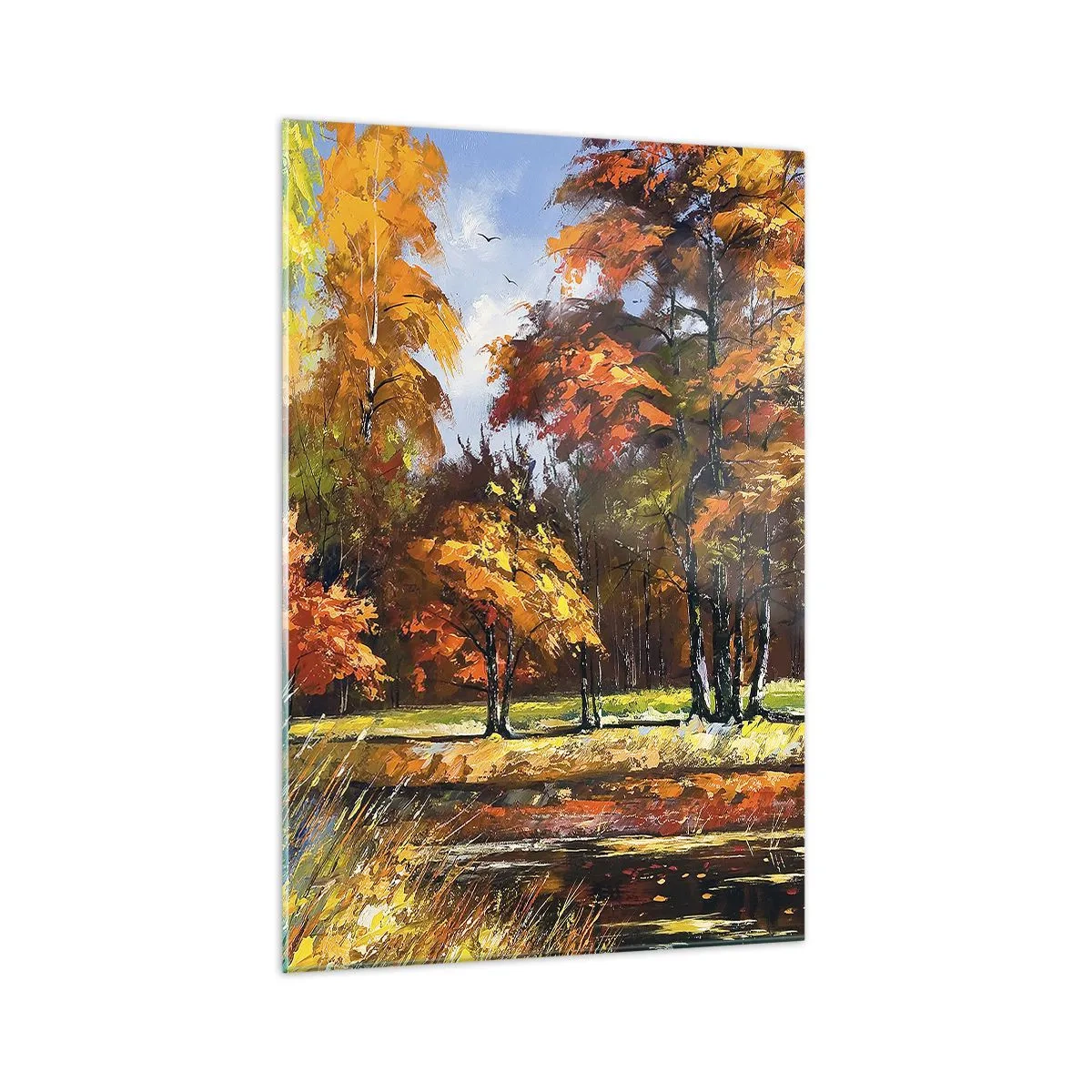 Tablou pe sticlă - Peisaj în aur și bronz - 70x100 cm