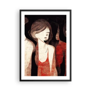 Poster în ramă neagră - Ilustrație abstractă a unei figuri în roșu și negru - 50x70cm - Madonele întunericului - Decorațiune modernă pentru perete pentru living și dormitor ARTTOR
