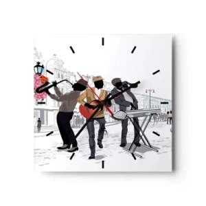 Ceas de perete - Ceas pe sticlă - Muzică străzii - 30x30 cm