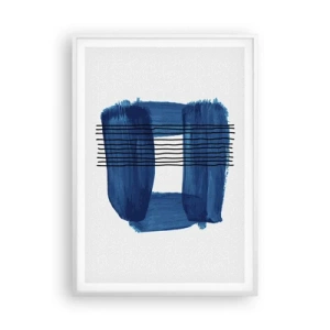 Poster în ramă albă - Compoziție albastru-negru - 70x100 cm