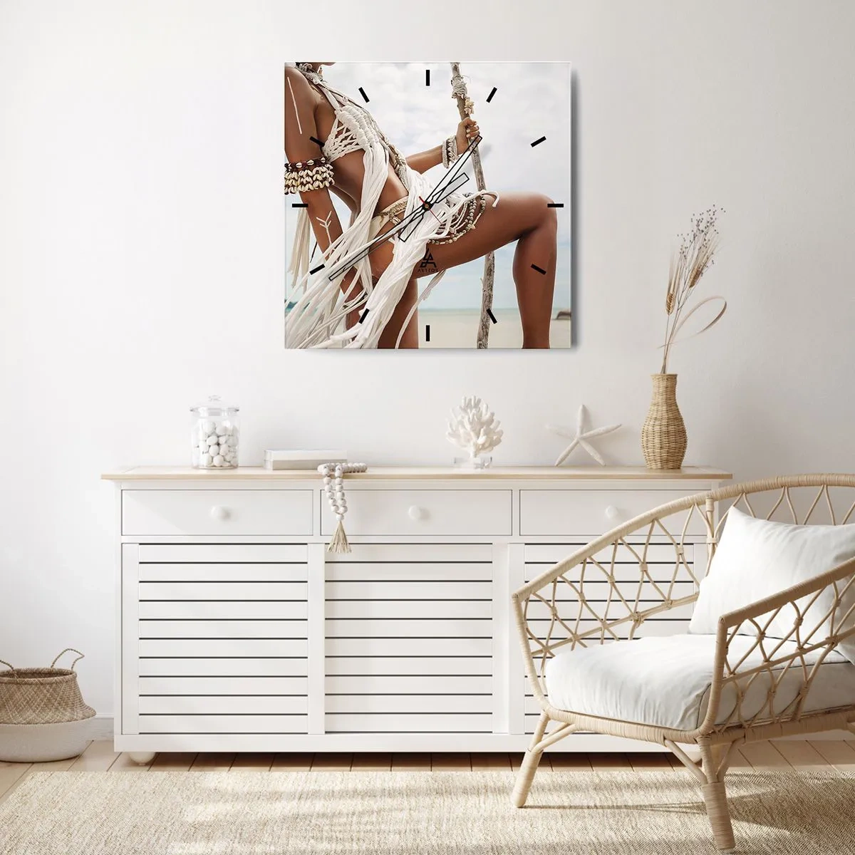 Ceas de perete - Ceas pe sticlă - Preoteasa Soarelui - 40x40 cm