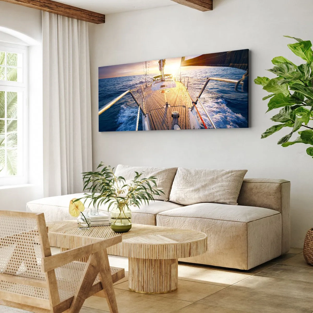 Tablou pe pânză - Alergând pe valuri - 160x50 cm