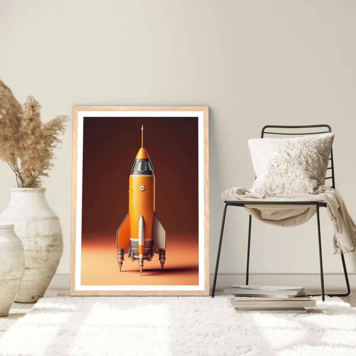 Poster în ramă de stejar deschis - Totul începe cu un vis - 50x70 cm