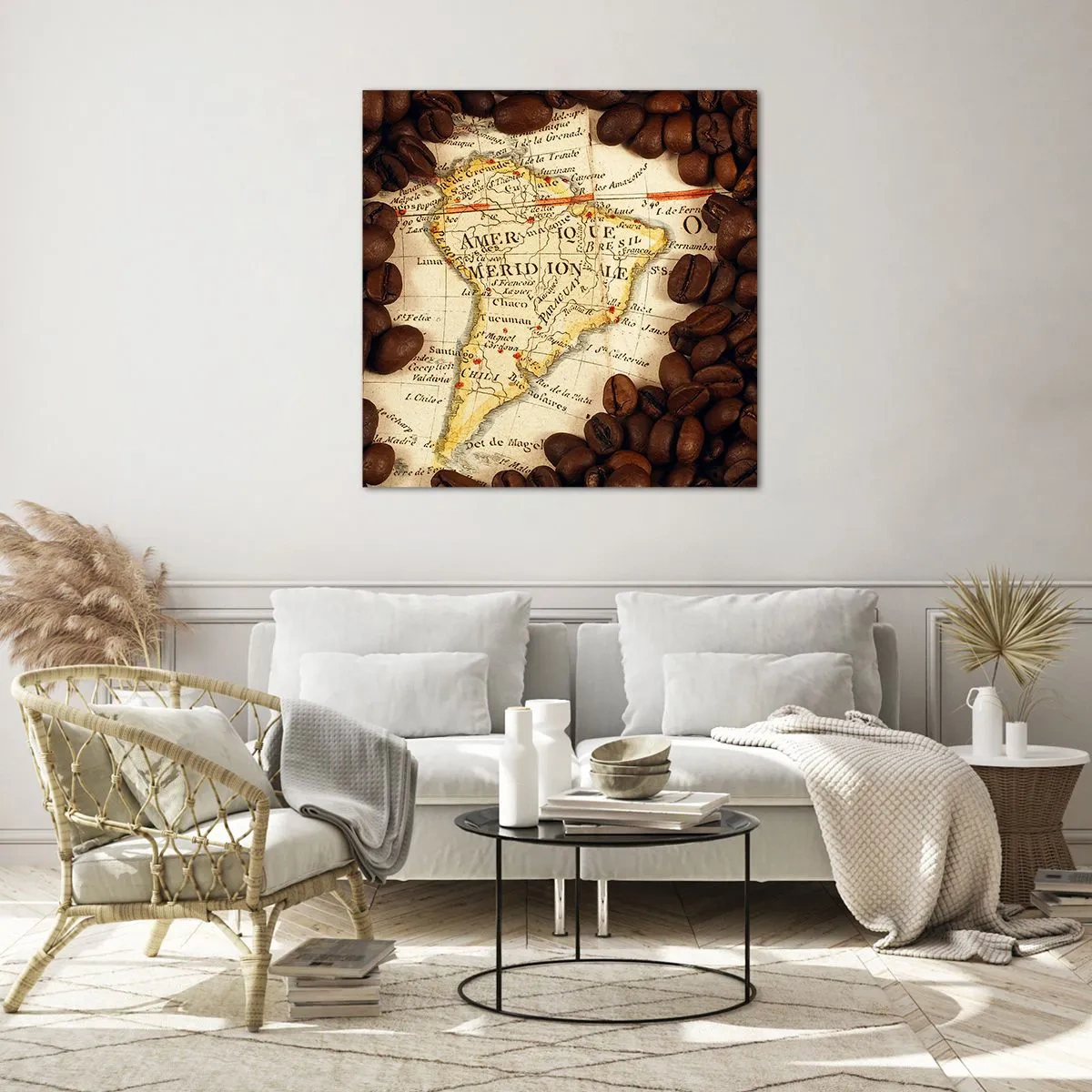 Tablou pe sticlă - De unde provine cea mai bună cafea? - 60x60 cm