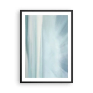 Poster în ramă neagră - Abstracție subtilă în nuanțe de albastru și alb - 50x70cm - Liniște până la orizont - Decorațiune modernă pentru perete pentru living și dormitor ARTTOR