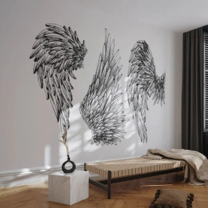 Fototapetă personalizată Premium Canvas - Și tu poți fi un înger - Pene de pasăre, Aripi, Grafică