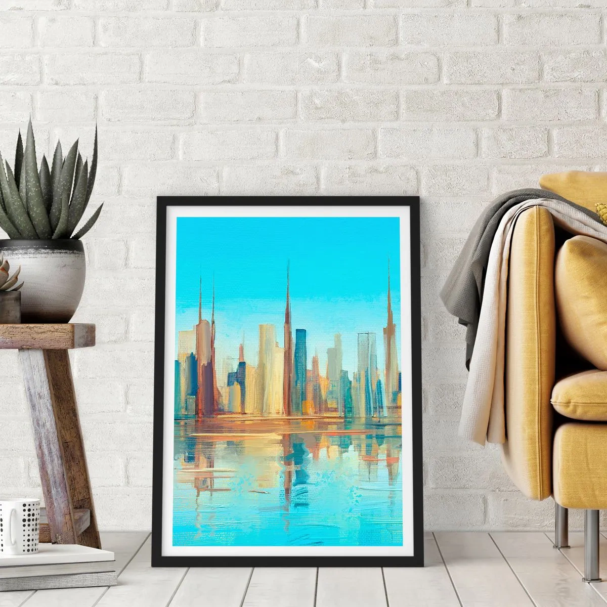 Poster în ramă neagră - Metropola însorită - 70x100 cm