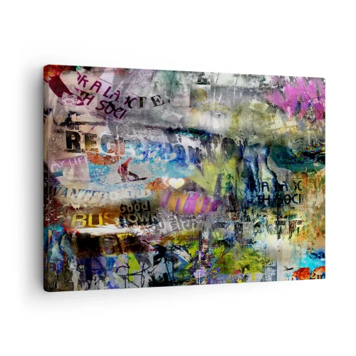 Tablou pe pânză Canvas - Colaj abstract cu text și diverse culori - 70x50cm - Colaj de amintiri - Decorațiune modernă pentru perete pentru living și dormitor ARTTOR