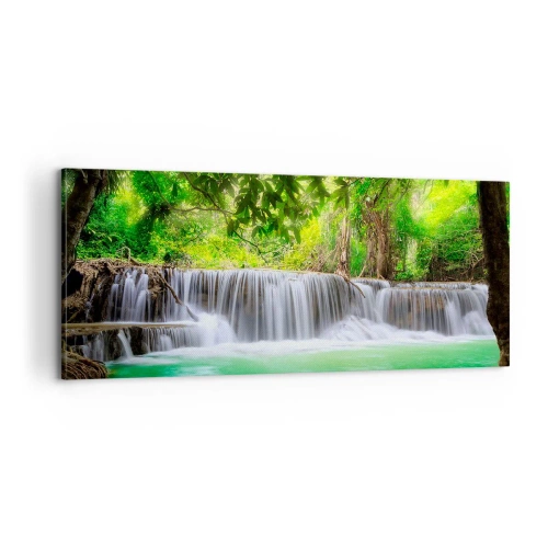 Tablou pe pânză - Cascada verde - 100x40 cm