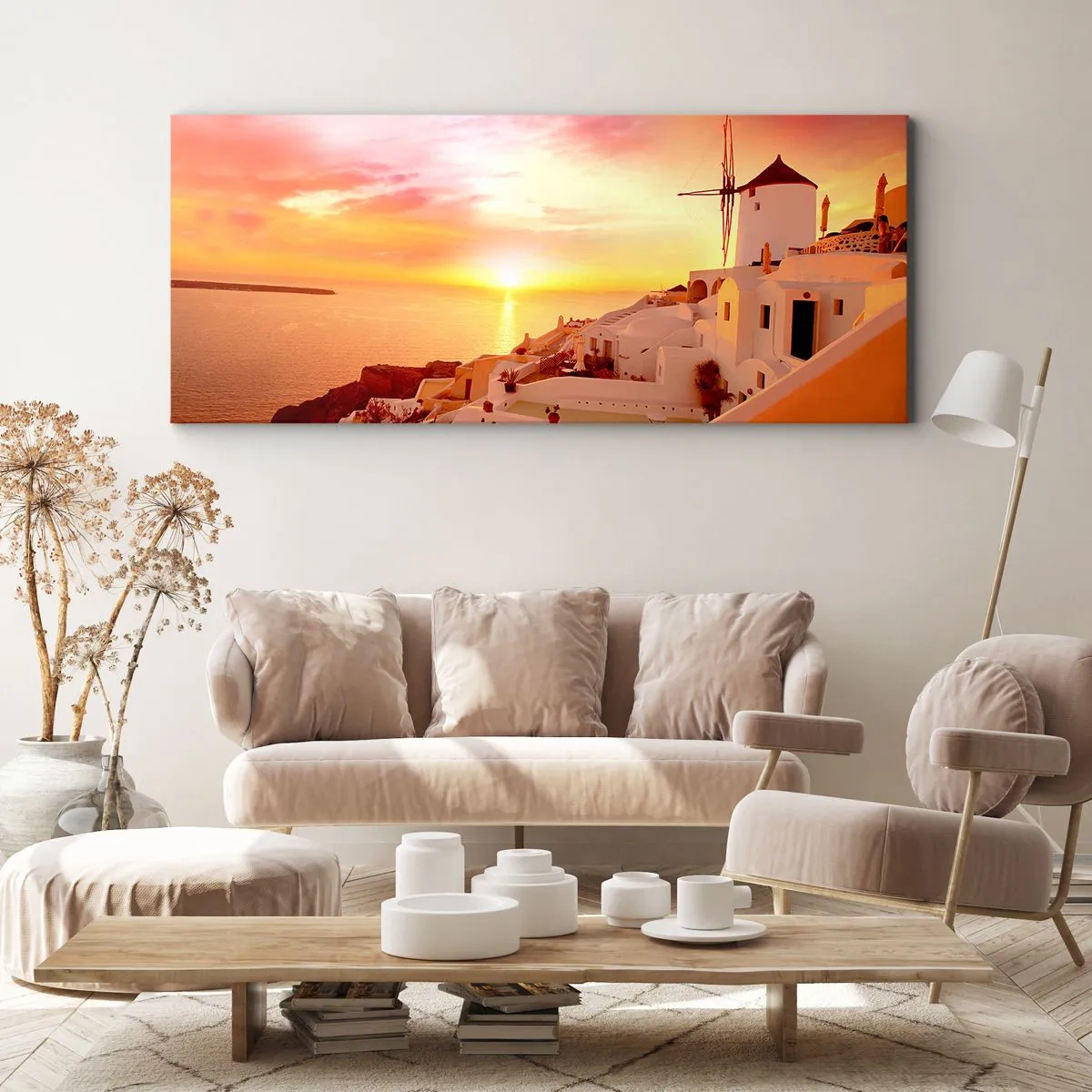 Tablou pe pânză - Dizolvându-se în alb și auriu - 100x40 cm