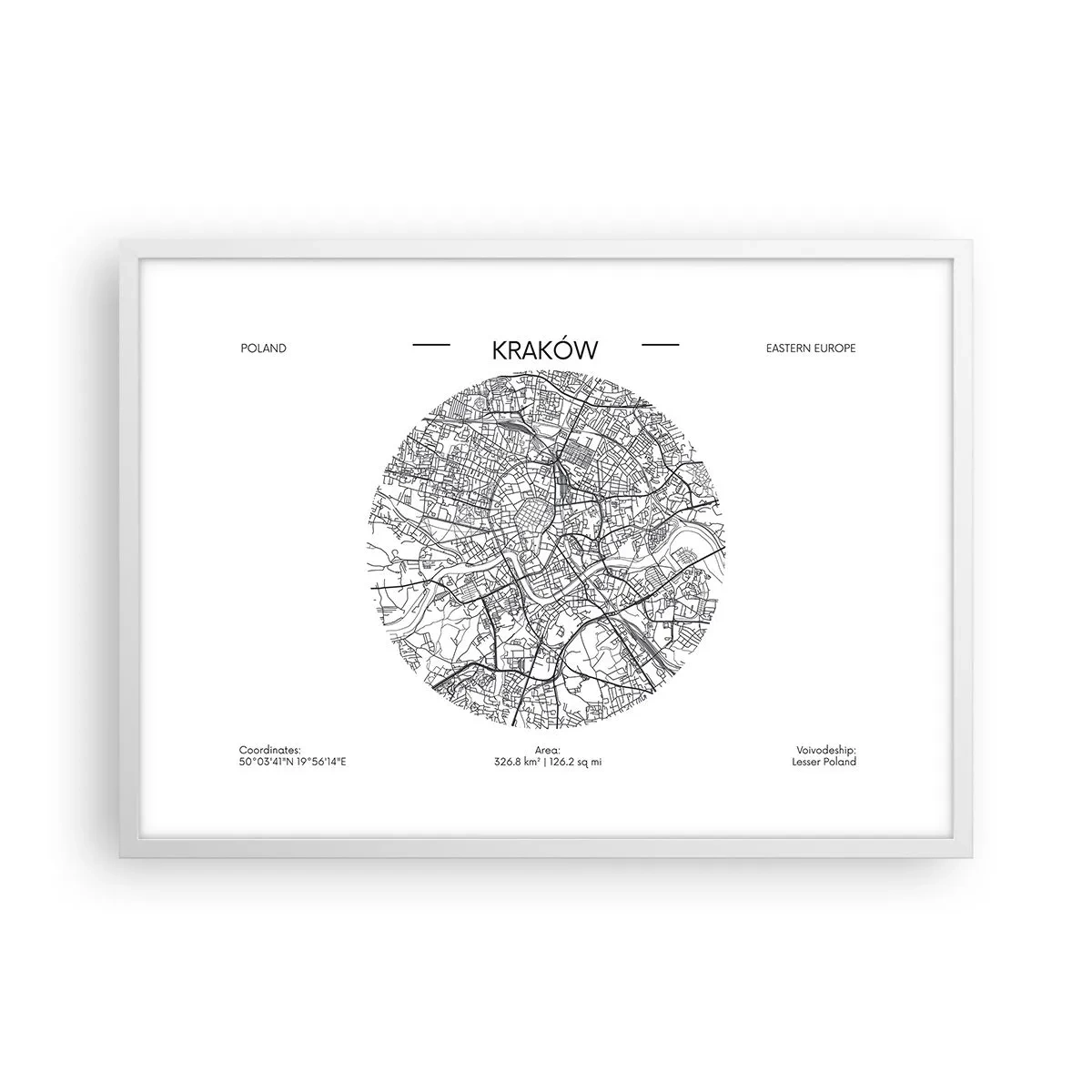 Poster în ramă albă - Anatomia Cracoviei - 70x50 cm