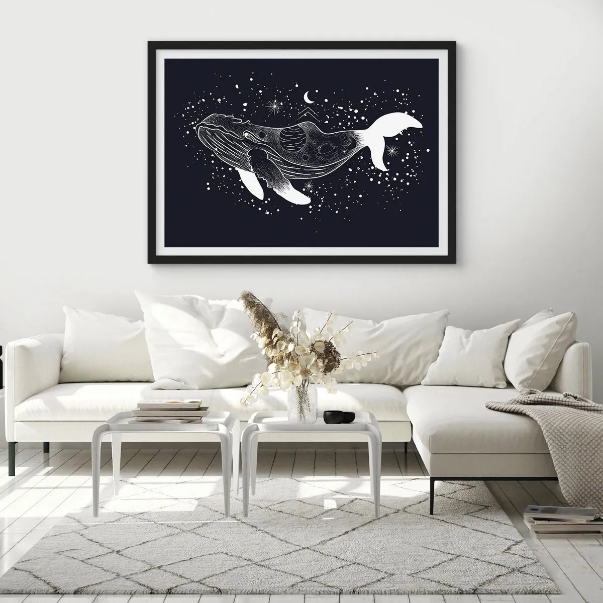 Poster în ramă neagră - În oceanul universului - 70x50 cm