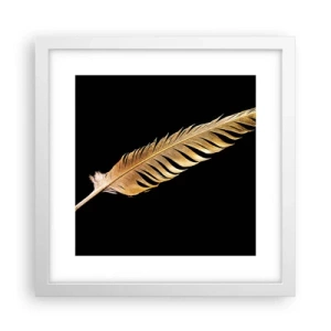 Poster în ramă albă - Pană aurie perfectă - 30x30 cm