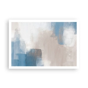 Poster - Abstracție roz în spatele unui voal de albastru - 100x70 cm